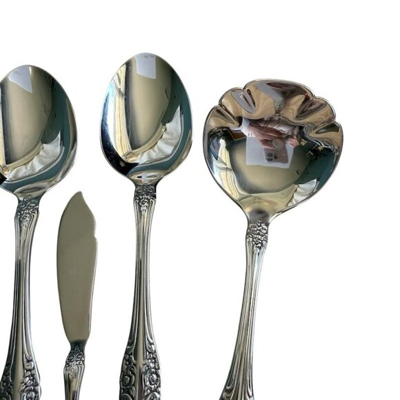 6 Pc Serving Set SSS Oneida Pembrooke Renoir Stainless Flatware Vintage - Picture 4 of 10